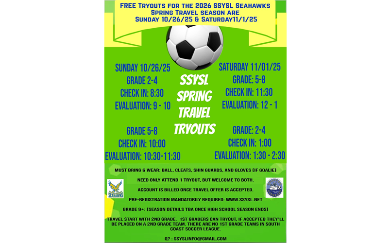 SSYSL Seahawks Travel Tryouts!